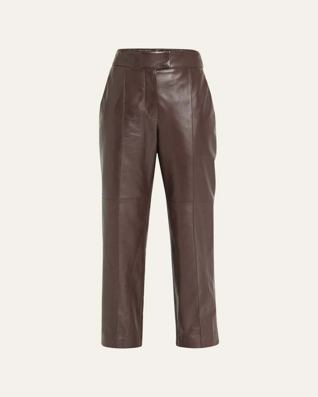 Nappa Leather Straight-Leg Trousers